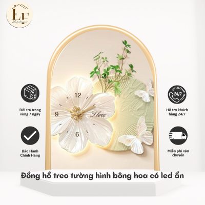 Đồng hồ decor xinh hình bông hoa