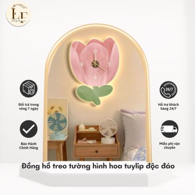 đồng hồ decor cao cấp hoa tuylip