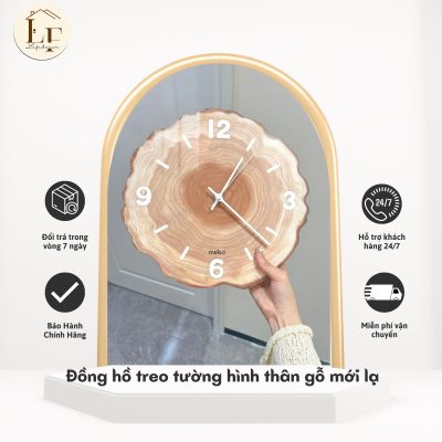 đồng hồ decor cao cấp hình thân gỗ độc đáo