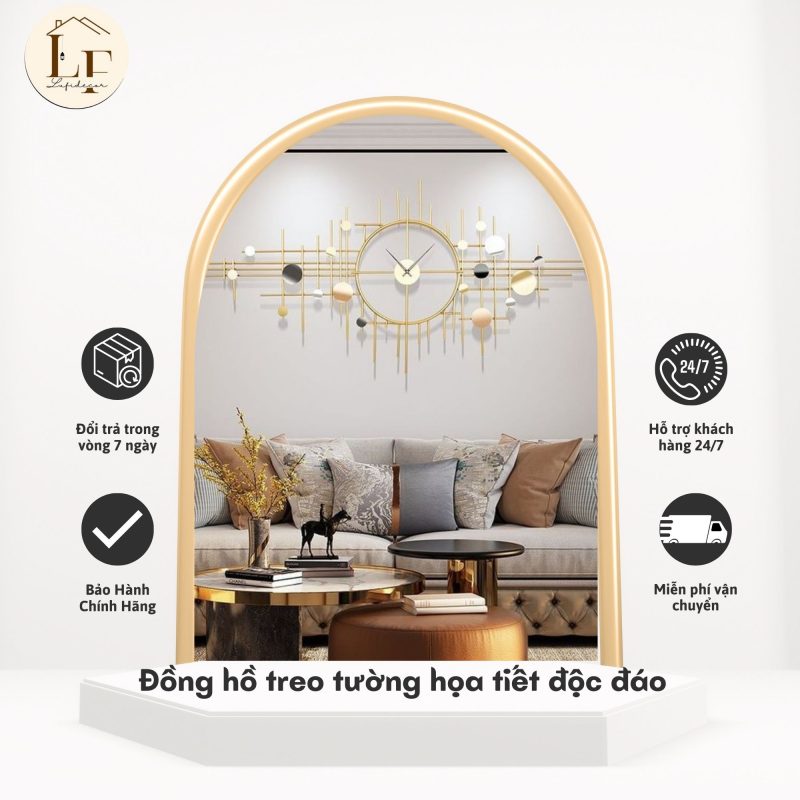Đồng hồ decor hiện đại họa tiết cầu kỳ độc đáo