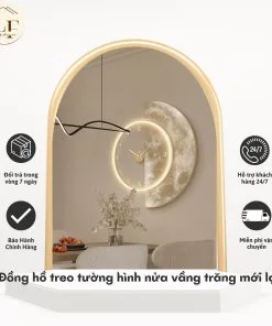 Đồng hồ decor xinh hình vầng khuyết độc đáo