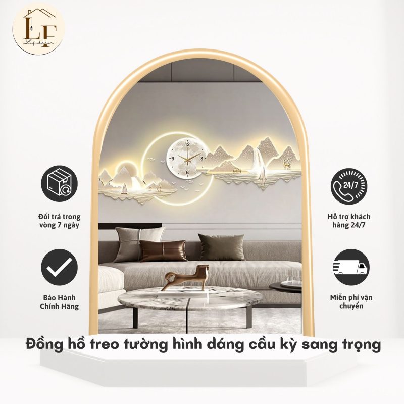 Đồng hồ decor treo tường họa tiết cầu kỳ sang trọng