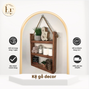 Kệ gỗ decor cao cấp nhà Lufidecor