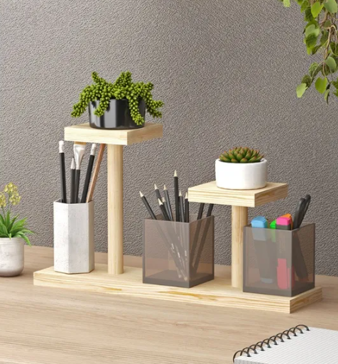Kệ Gỗ Để Bàn Trang Trí Decor Bàn Học, Bàn Làm Việc, Kệ Để Chậu Cây Mini - Ảnh 2